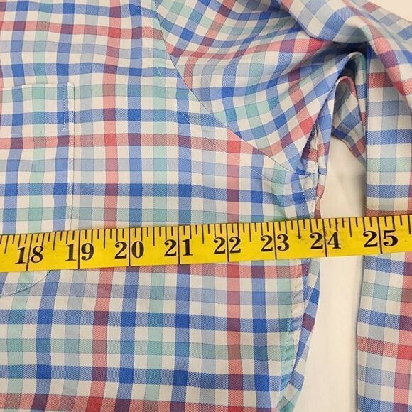 Peter Millar Men's Long-Sleeve Button-up Blue Green Plaid Shirt Size L j14 - Picture 7 of 10